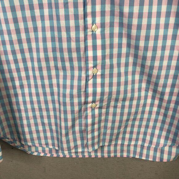 Gitman Bros Shirt Mens Blue Pink Gingham Check Button Front Cotton Made USA - Picture 14 of 16